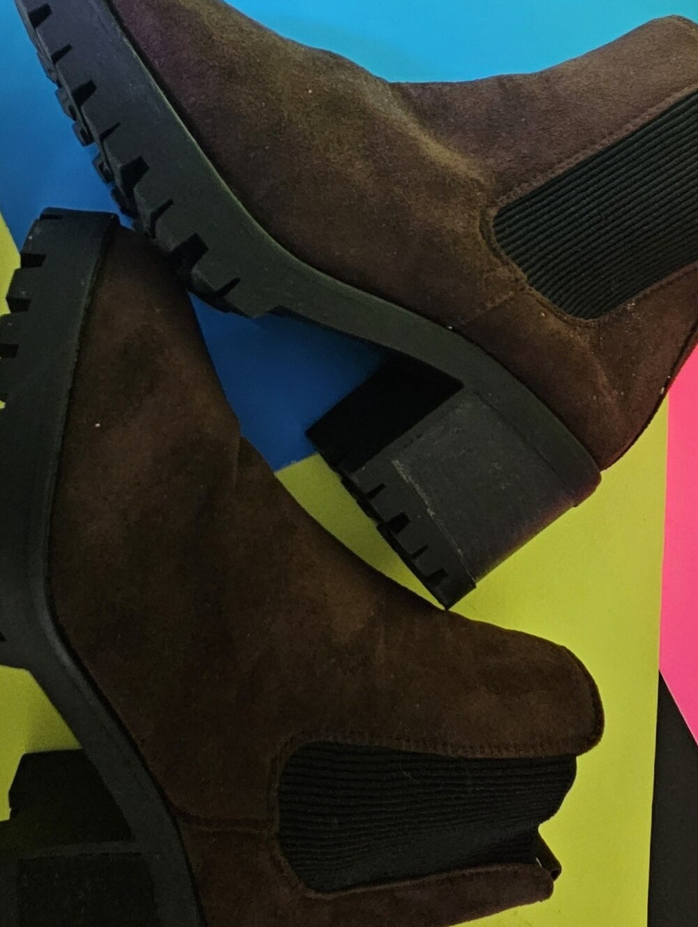 Seven7 Brown Suede Chelsea Ankle Boots with Lug Sole